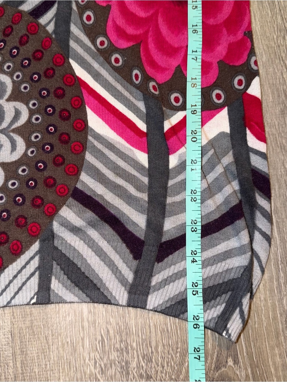 Desigual Long Sleeve Floral Geometric Knit Sweater Top Pink Gray L - Picture 13 of 13